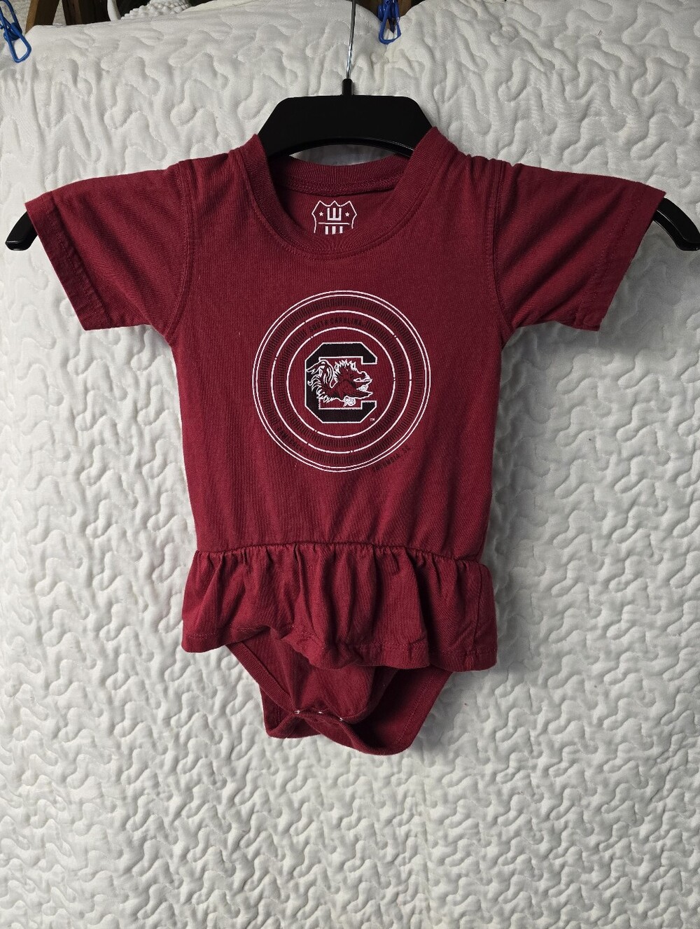 University of South Carolina Red Baby Girl Ruffle One Piece Bodysuit 24 Month